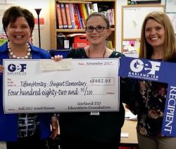 GEF president Lisa Cox surprises Garland teacher with grant funds