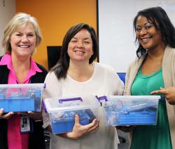 Teachers receive their Sphero Robotic Balls from the Garland Education Foundation