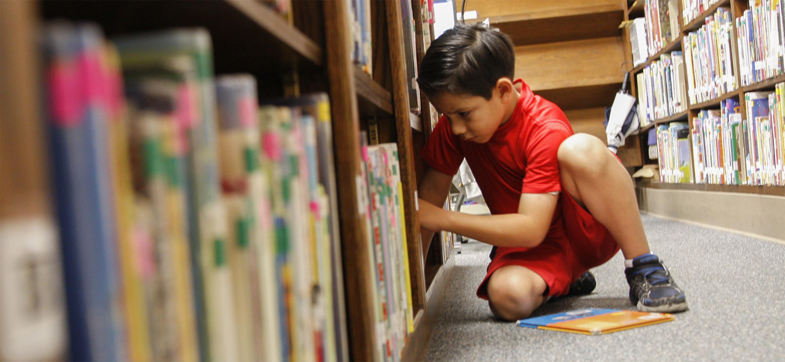 Young student in library